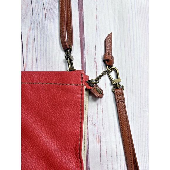 The Sak Iris Demi Orange Brown Pebble Leather Crossbody Shoulder Purse Bag - Picture 5 of 15